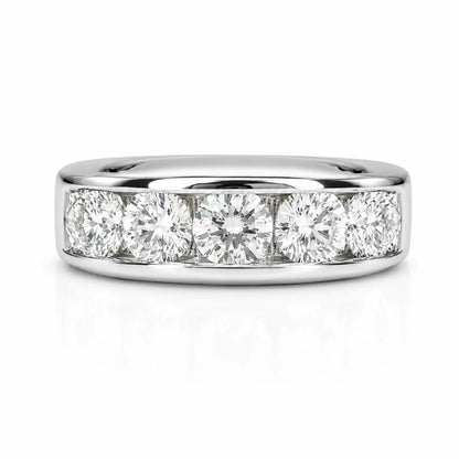 Mens Moissanite Wedding Band Yellow Gold Five Stone Moissanite Wedding Band Unique Mens Band Moissanite Anniversary Band Ring For Men  #7381