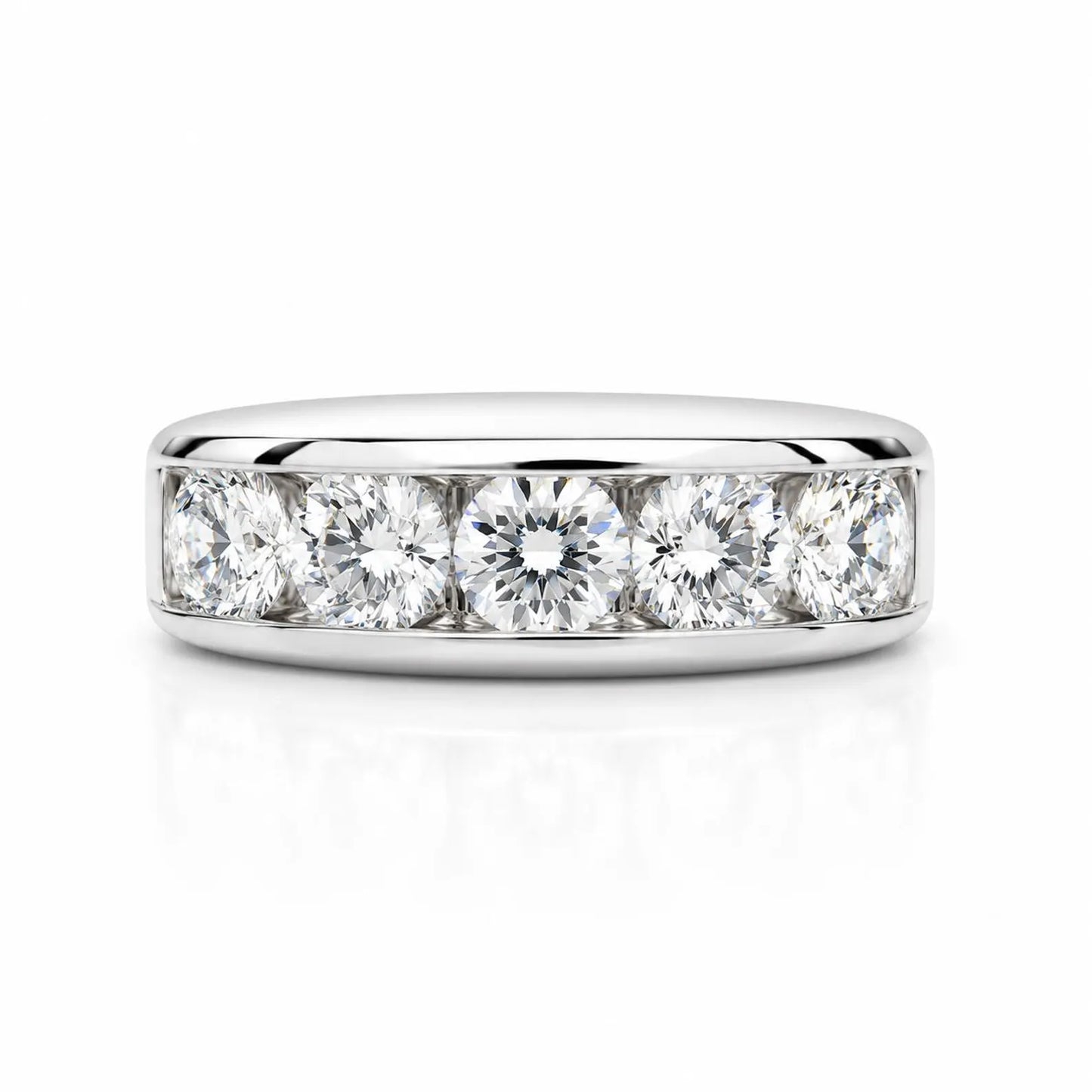 Mens Moissanite Wedding Band Yellow Gold Five Stone Moissanite Wedding Band Unique Mens Band Moissanite Anniversary Band Ring For Men  #7381