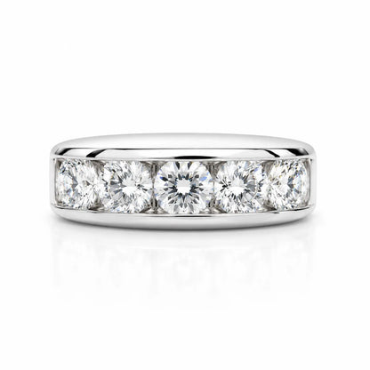 Mens Moissanite Wedding Band Yellow Gold Five Stone Moissanite Wedding Band Unique Mens Band Moissanite Anniversary Band Ring For Men  #7381