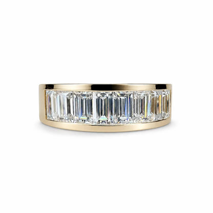 Mens Channel Set Baguette Wedding Band Solid 14k Yellow Gold, Unique Men's  Moissanite Engagement Ring Men's Promise Ring Gift For Him #7236