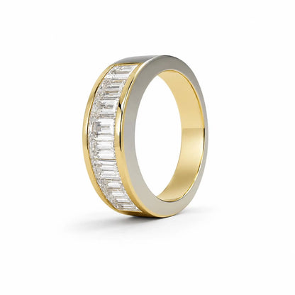 Mens Channel Set Baguette Wedding Band Solid 14k Yellow Gold, Unique Men's  Moissanite Engagement Ring Men's Promise Ring Gift For Him #7236