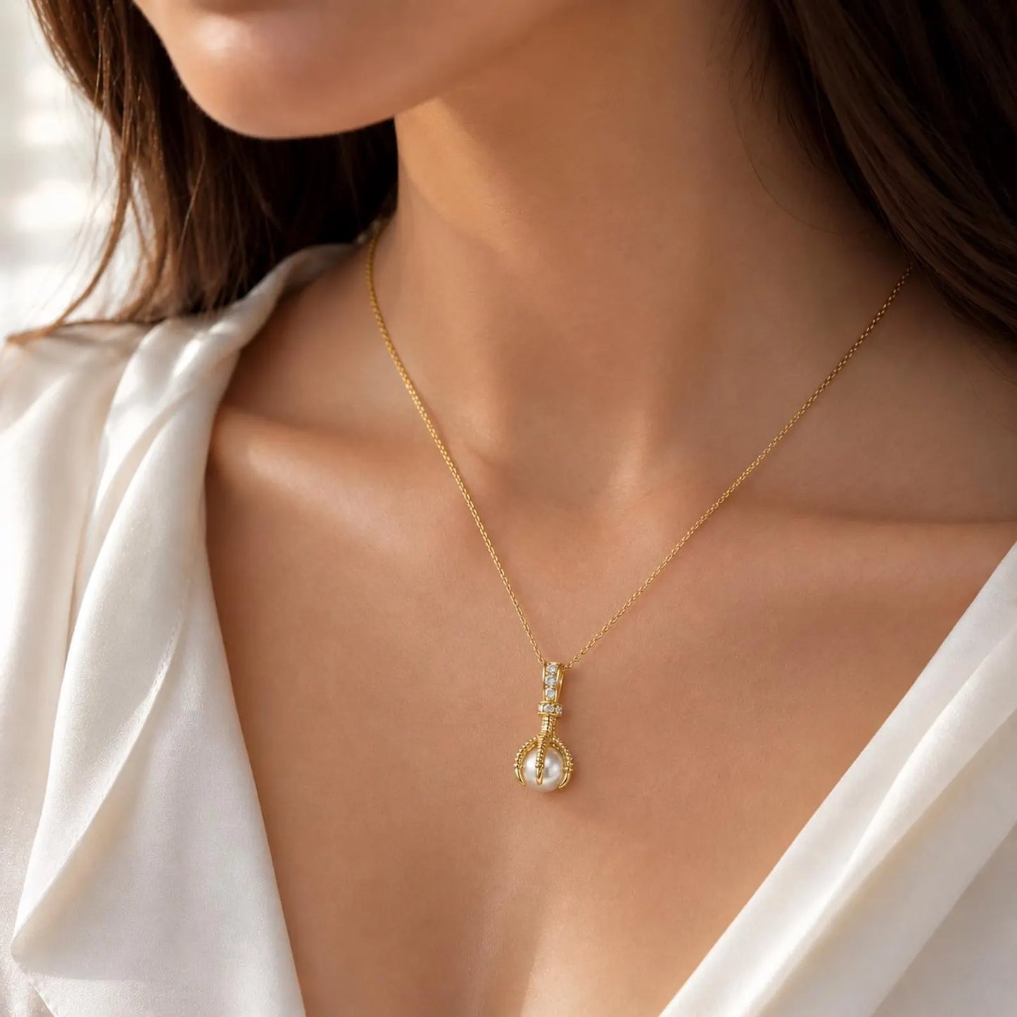Freshwater Pearl Pendant Necklace, Dainty Pearl Necklace for Women, Minimalist Bridal Jewelry, Pearl Drop Pendant #8949