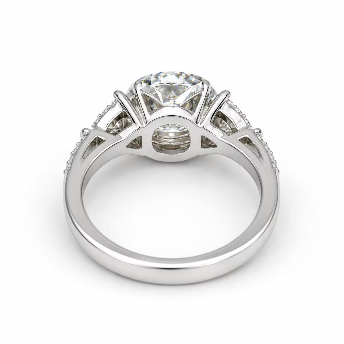 Moissanite Engagement Ring White GolD Three Stone Cushion Cut Moissanite Engagement Ring Unique Halo Wedding Anniversary Promise Rings #5272