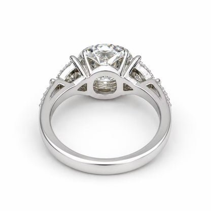 Moissanite Engagement Ring White GolD Three Stone Cushion Cut Moissanite Engagement Ring Unique Halo Wedding Anniversary Promise Rings #5272