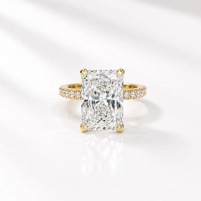 Radiant Cut Lab Grown Diamond Engagement Ring Set, 14K Yellow/White Gold Diamond Wedding Band, Solitaire Lab Diamond Bridal Set #8966
