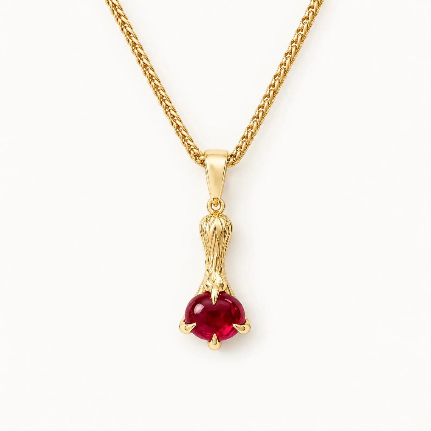 Mens Ruby Pendant Necklace 14K Gold, Pear Shaped Ruby Pendant, Mens Red Gemstone Necklace, July Birthstone Jewelry for Men NO CHAIN #8968