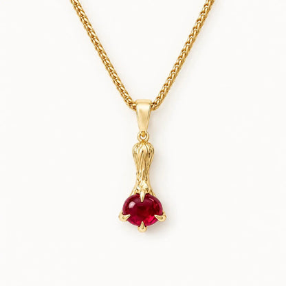 Mens Ruby Pendant Necklace 14K Gold, Pear Shaped Ruby Pendant, Mens Red Gemstone Necklace, July Birthstone Jewelry for Men NO CHAIN #8968