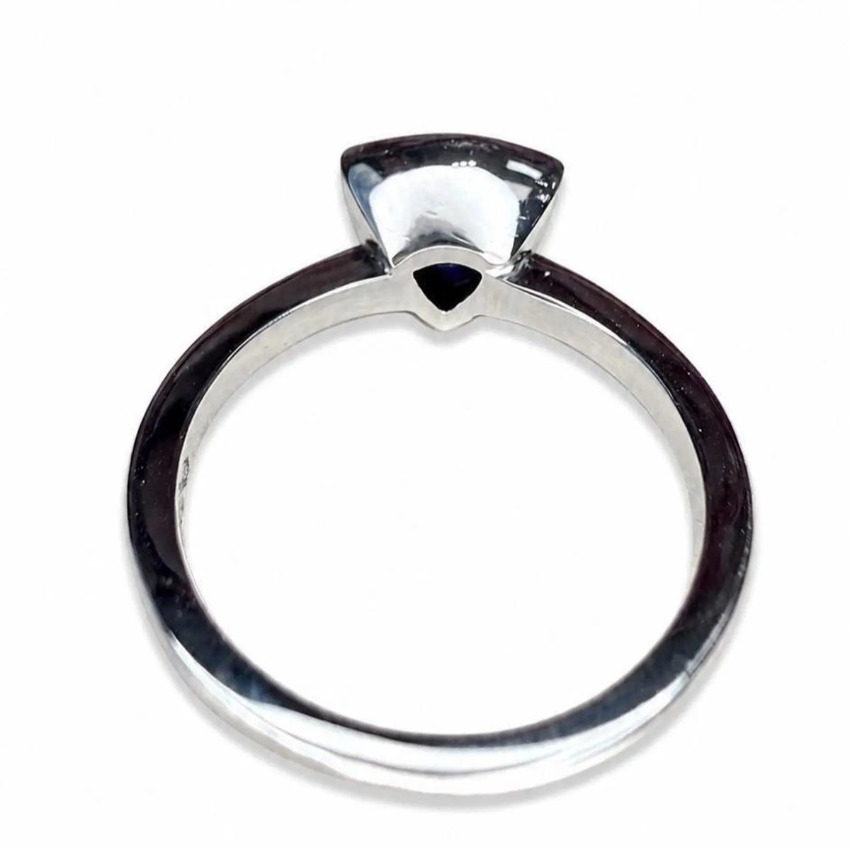 1.00ctw trillion Cut Blue Sapphire Ring, Bezel Set Sapphire Ring, White Gold Solitaire Ring, Minimalist Gemstone Ring,  Gift for Her #8958