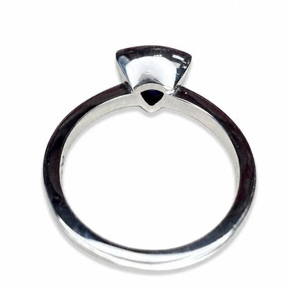 1.00ctw trillion Cut Blue Sapphire Ring, Bezel Set Sapphire Ring, White Gold Solitaire Ring, Minimalist Gemstone Ring,  Gift for Her #8958