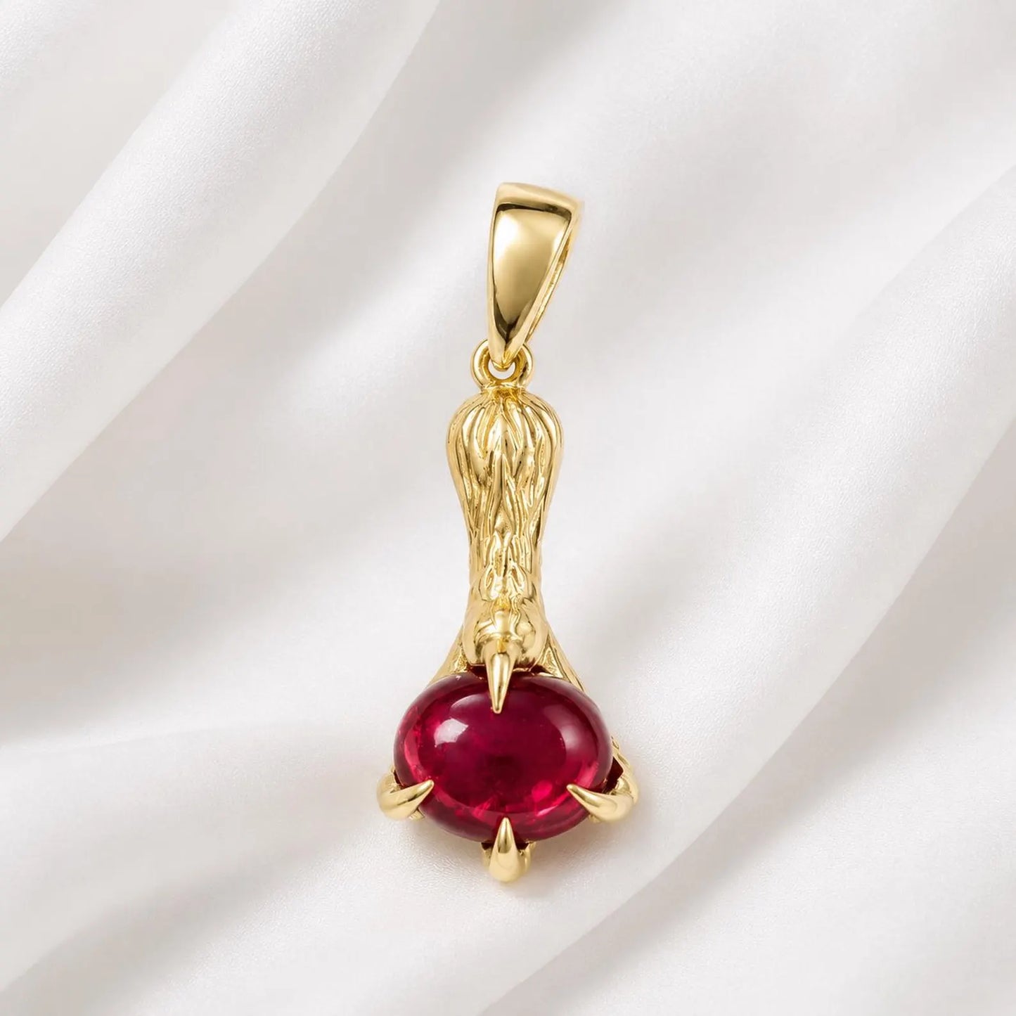 Mens Ruby Pendant Necklace 14K Gold, Pear Shaped Ruby Pendant, Mens Red Gemstone Necklace, July Birthstone Jewelry for Men NO CHAIN #8968