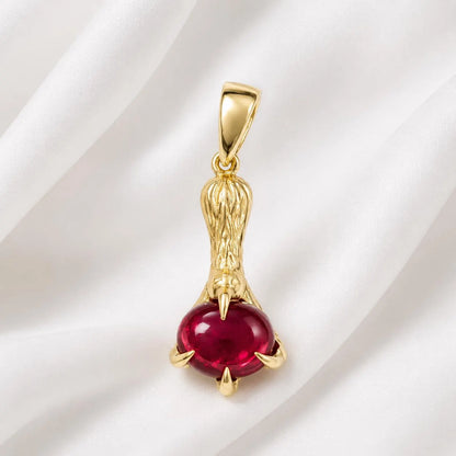Mens Ruby Pendant Necklace 14K Gold, Pear Shaped Ruby Pendant, Mens Red Gemstone Necklace, July Birthstone Jewelry for Men NO CHAIN #8968