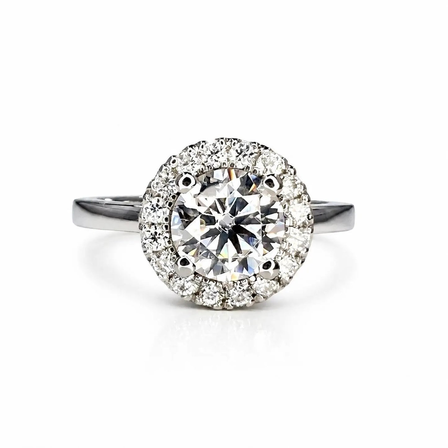 1.30 CTW Round lab grown diamond engagement ring 14k solid gold, round shaped halo lab grown cvd diamond ring Anniversary promise ring
