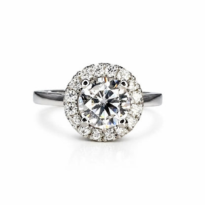 1.30 CTW Round lab grown diamond engagement ring 14k solid gold, round shaped halo lab grown cvd diamond ring Anniversary promise ring