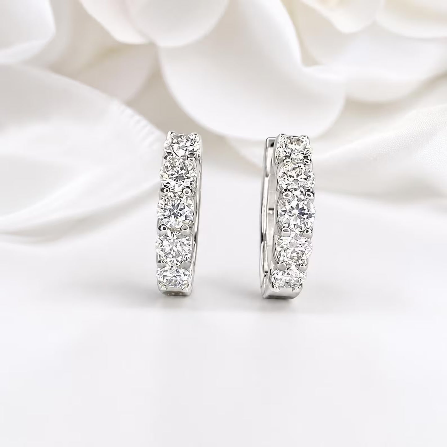 1 CTW Lab Grown Diamond Hoop Earrings 14K Solid Gold , Everyday small diamond hoops