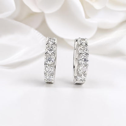 1 CTW Lab Grown Diamond Hoop Earrings 14K Solid Gold , Everyday small diamond hoops