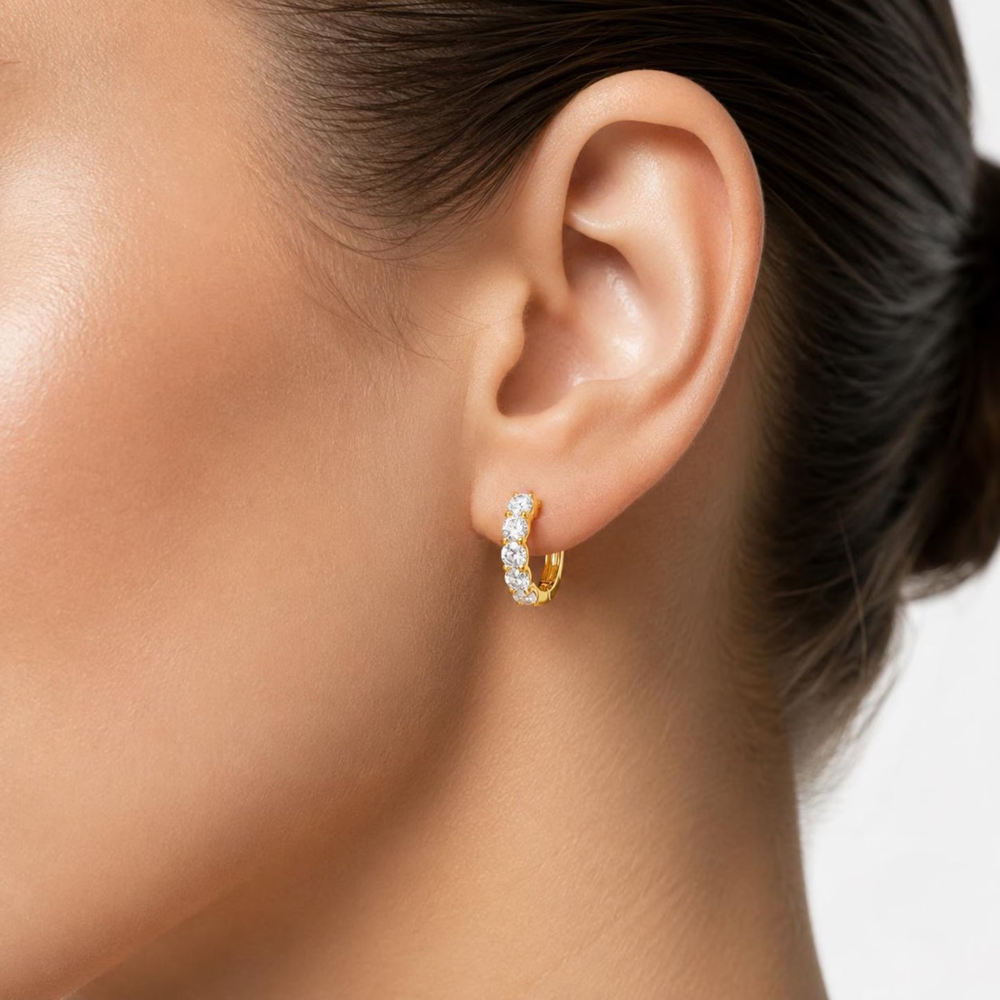 1 CTW Lab Grown Diamond Hoop Earrings 14K Solid Gold , Everyday small diamond hoops