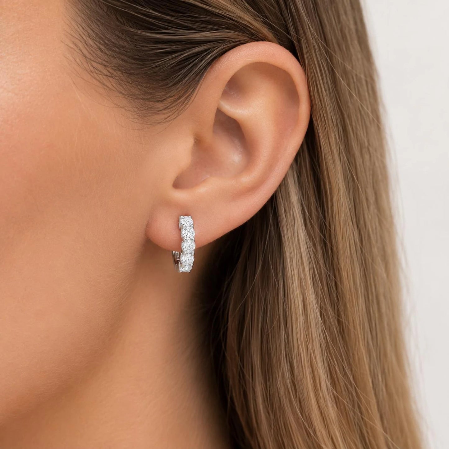1 CTW Lab Grown Diamond Hoop Earrings 14K Solid Gold , Everyday small diamond hoops