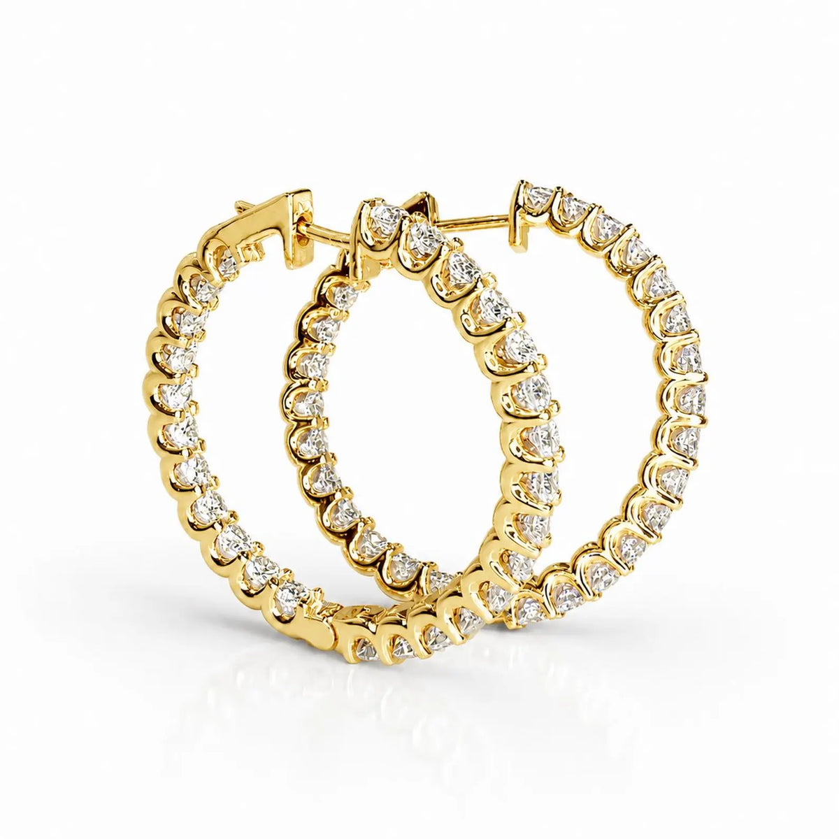 Lab Diamond hoop earring 14K solid gold, Inside out diamond hoop earrings, Everyday hoop earrings, huggie hoop earrings, endless hoops #8116