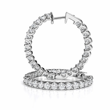 Lab Diamond hoop earring 14K solid gold, Inside out diamond hoop earrings, Everyday hoop earrings, huggie hoop earrings, endless hoops #8116