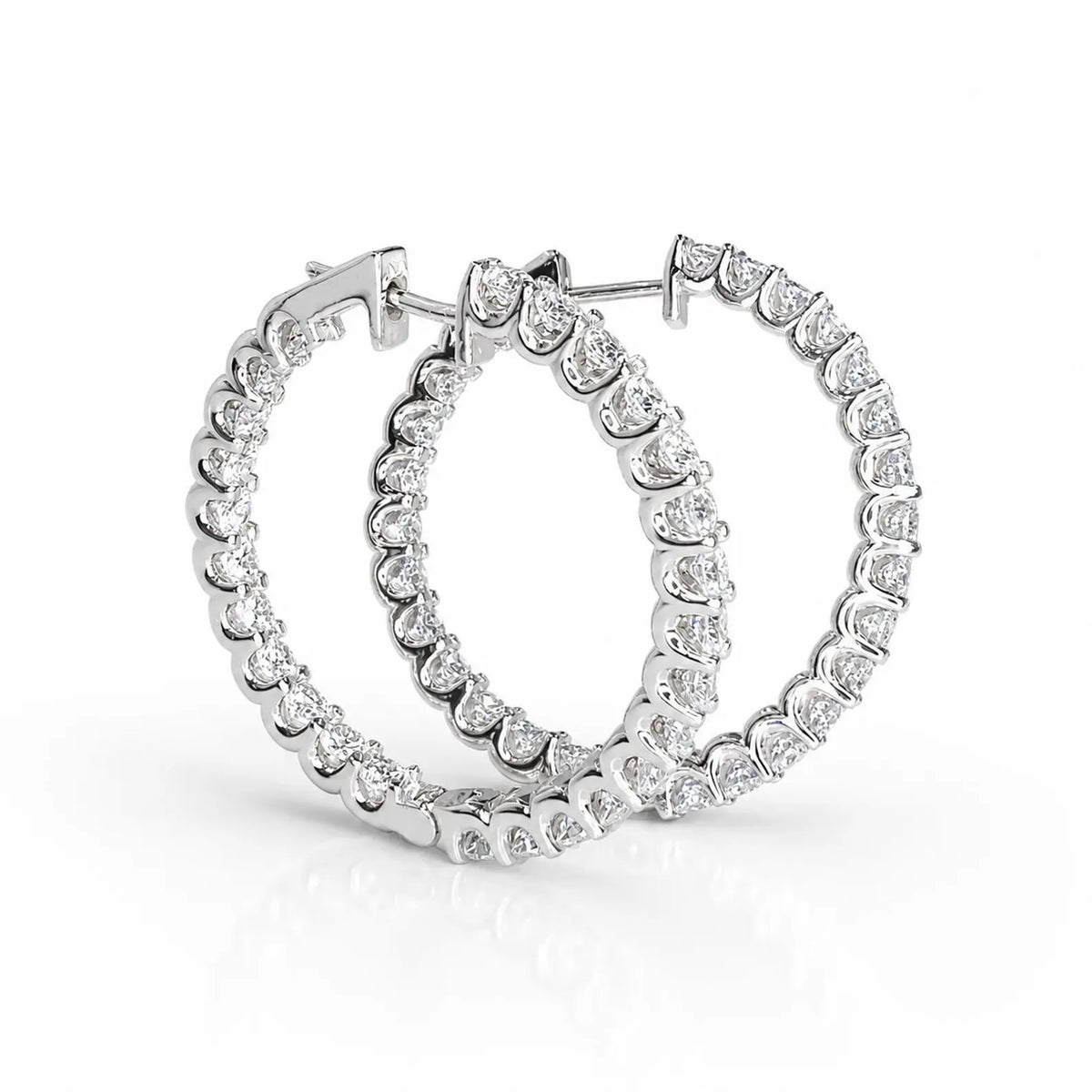 Lab Diamond hoop earring 14K solid gold, Inside out diamond hoop earrings, Everyday hoop earrings, huggie hoop earrings, endless hoops #8116