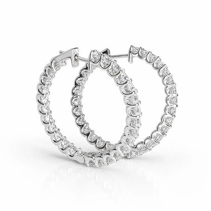 Lab Diamond hoop earring 14K solid gold, Inside out diamond hoop earrings, Everyday hoop earrings, huggie hoop earrings, endless hoops #8116