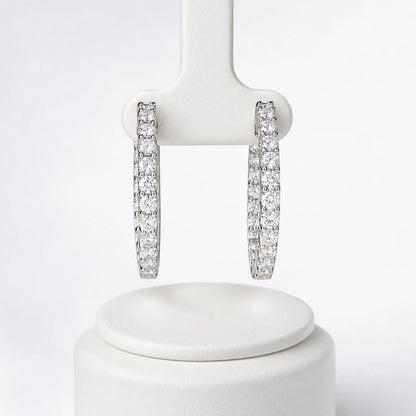 Lab Diamond hoop earring 14K solid gold, Inside out diamond hoop earrings, Everyday hoop earrings, huggie hoop earrings, endless hoops #8116