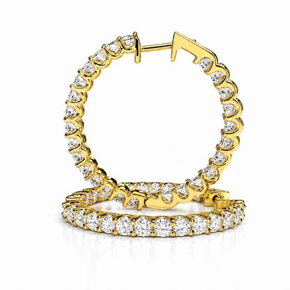 Lab Diamond hoop earring 14K solid gold, Inside out diamond hoop earrings, Everyday hoop earrings, huggie hoop earrings, endless hoops #8116
