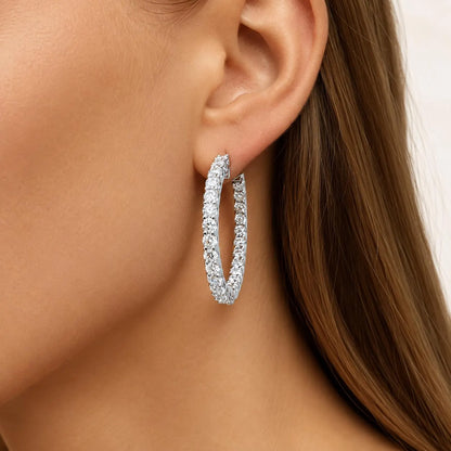 Lab Diamond hoop earring 14K solid gold, Inside out diamond hoop earrings, Everyday hoop earrings, huggie hoop earrings, endless hoops #8116