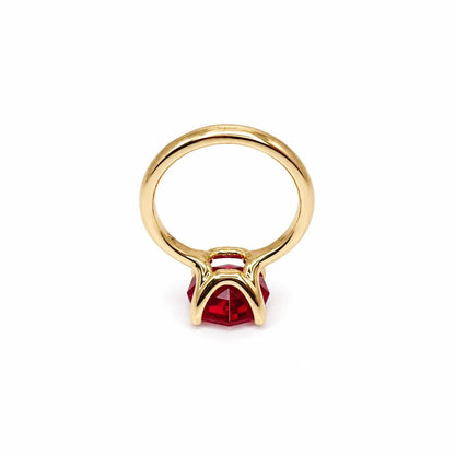 Octagon cut ruby engagement ring, 5.00ct solitaire ring, 14k yellow gold ladies ring #6455