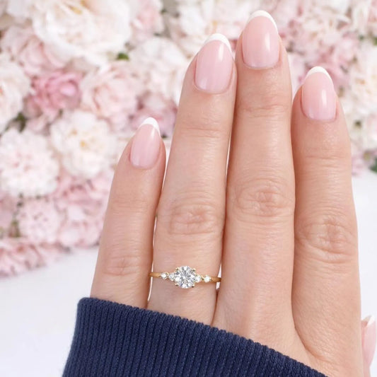 0.50 CT Dainty Round Lab Grown Diamond Promise Ring, Diamond Engagement Ring for Women, Ring in 14K Yellow White Gold #8850