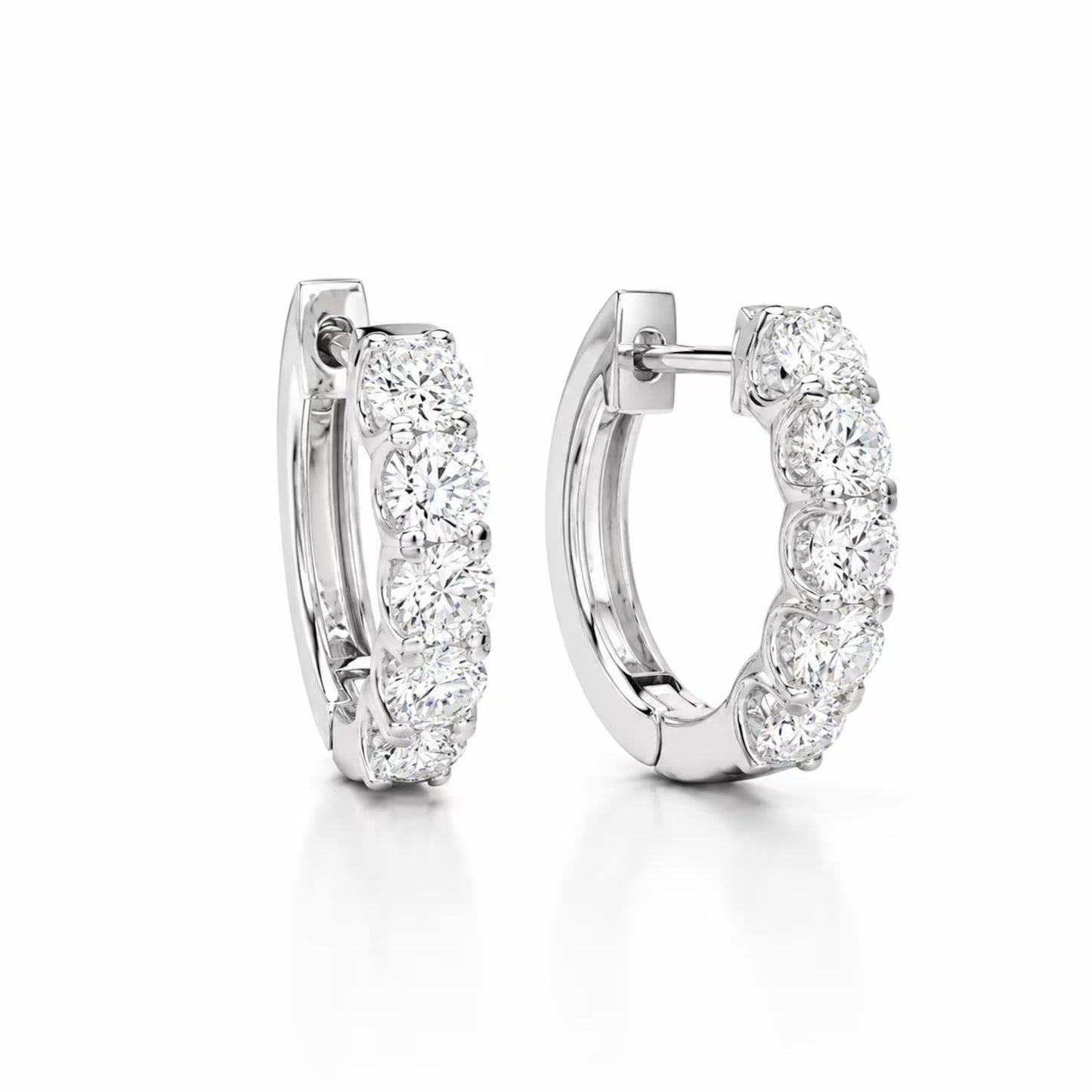 1 CTW Lab Grown Diamond Hoop Earrings 14K Solid Gold , Everyday small diamond hoops