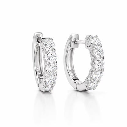 1 CTW Lab Grown Diamond Hoop Earrings 14K Solid Gold , Everyday small diamond hoops