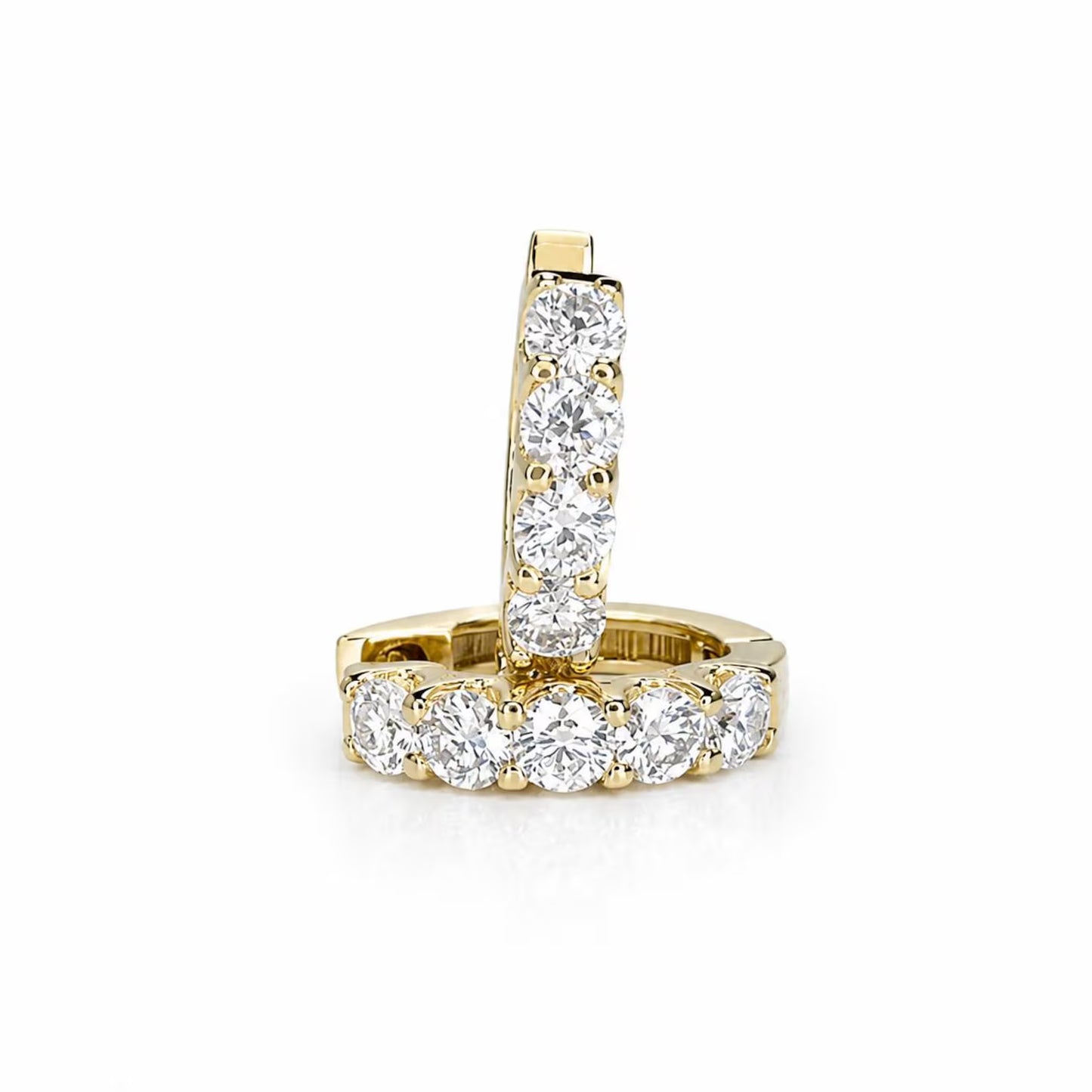1 CTW Lab Grown Diamond Hoop Earrings 14K Solid Gold , Everyday small diamond hoops