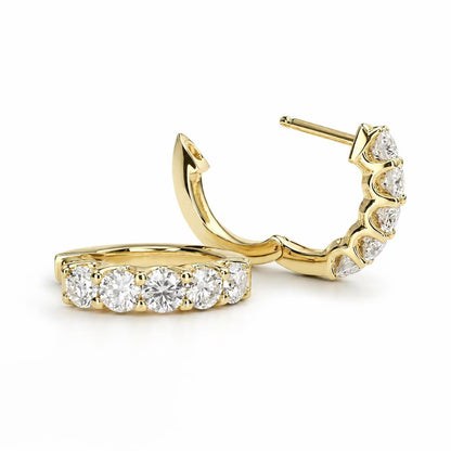 1 CTW Lab Grown Diamond Hoop Earrings 14K Solid Gold , Everyday small diamond hoops
