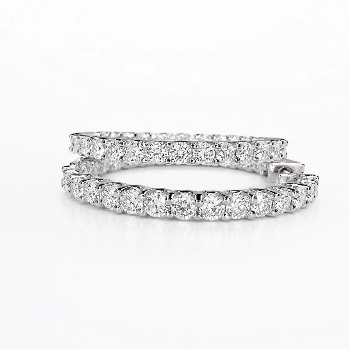 Lab Diamond hoop earring 14K solid gold, Inside out diamond hoop earrings, Everyday hoop earrings, huggie hoop earrings, endless hoops #8116