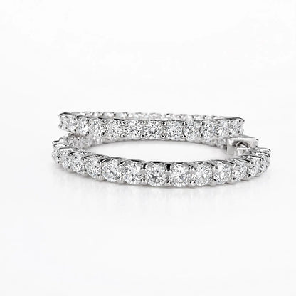 Lab Diamond hoop earring 14K solid gold, Inside out diamond hoop earrings, Everyday hoop earrings, huggie hoop earrings, endless hoops #8116