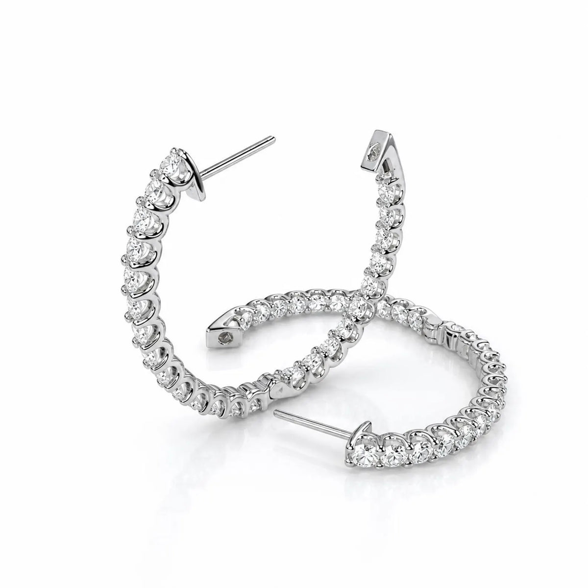 Oval Lab grown diamond hoop earring 14K gold, Inside out diamond hoop earrings, Everyday hoop earrings, huggie  earring, endless hoops
