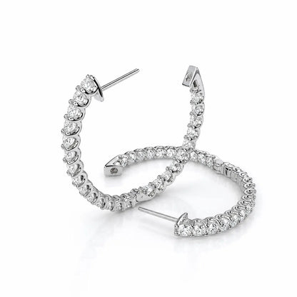 Oval Lab grown diamond hoop earring 14K gold, Inside out diamond hoop earrings, Everyday hoop earrings, huggie  earring, endless hoops