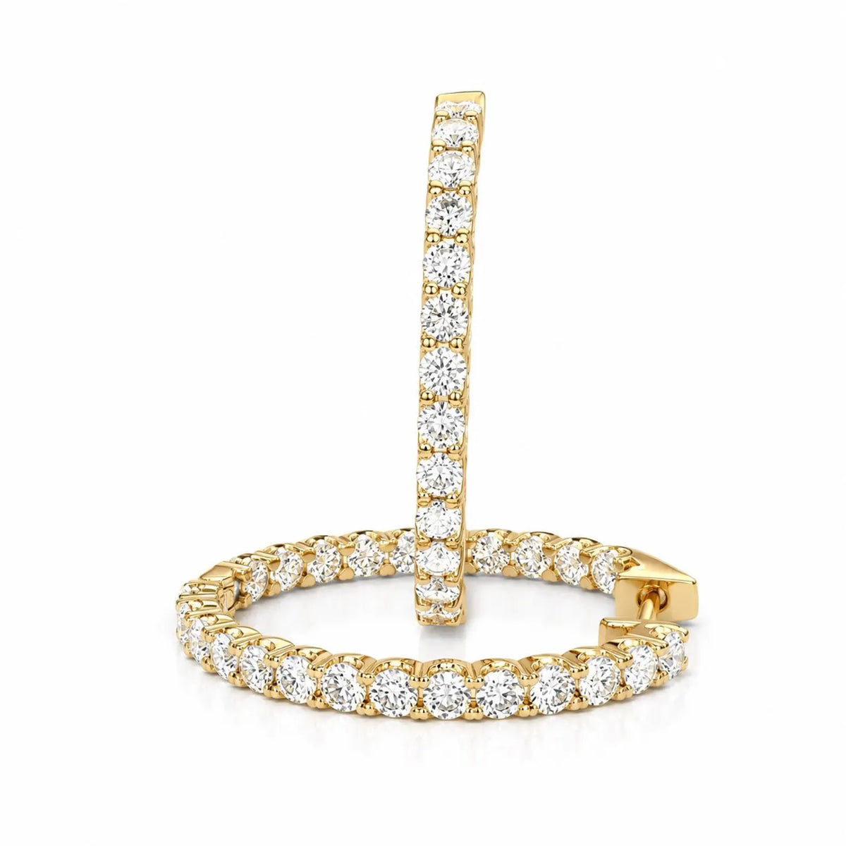 Oval Lab grown diamond hoop earring 14K gold, Inside out diamond hoop earrings, Everyday hoop earrings, huggie  earring, endless hoops