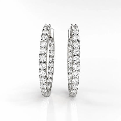 Oval Lab grown diamond hoop earring 14K gold, Inside out diamond hoop earrings, Everyday hoop earrings, huggie  earring, endless hoops