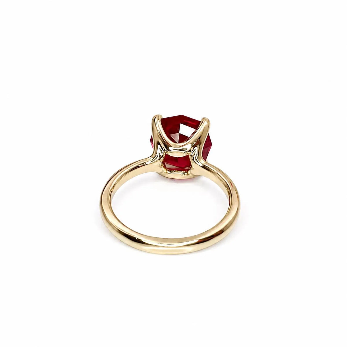 Octagon cut ruby engagement ring, 5.00ct solitaire ring, 14k yellow gold ladies ring #6455