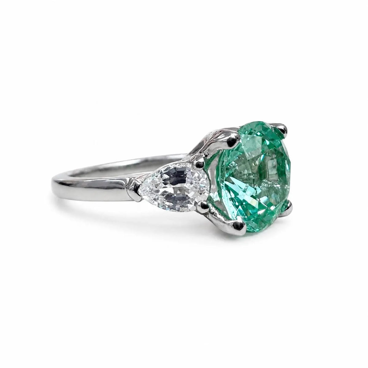 Paraiba Tourmaline Engagement Ring White Gold Green Paraiba Tourmaline And Moissanite Wedding Ring Unique Vintage Promise Anniversary  #6446