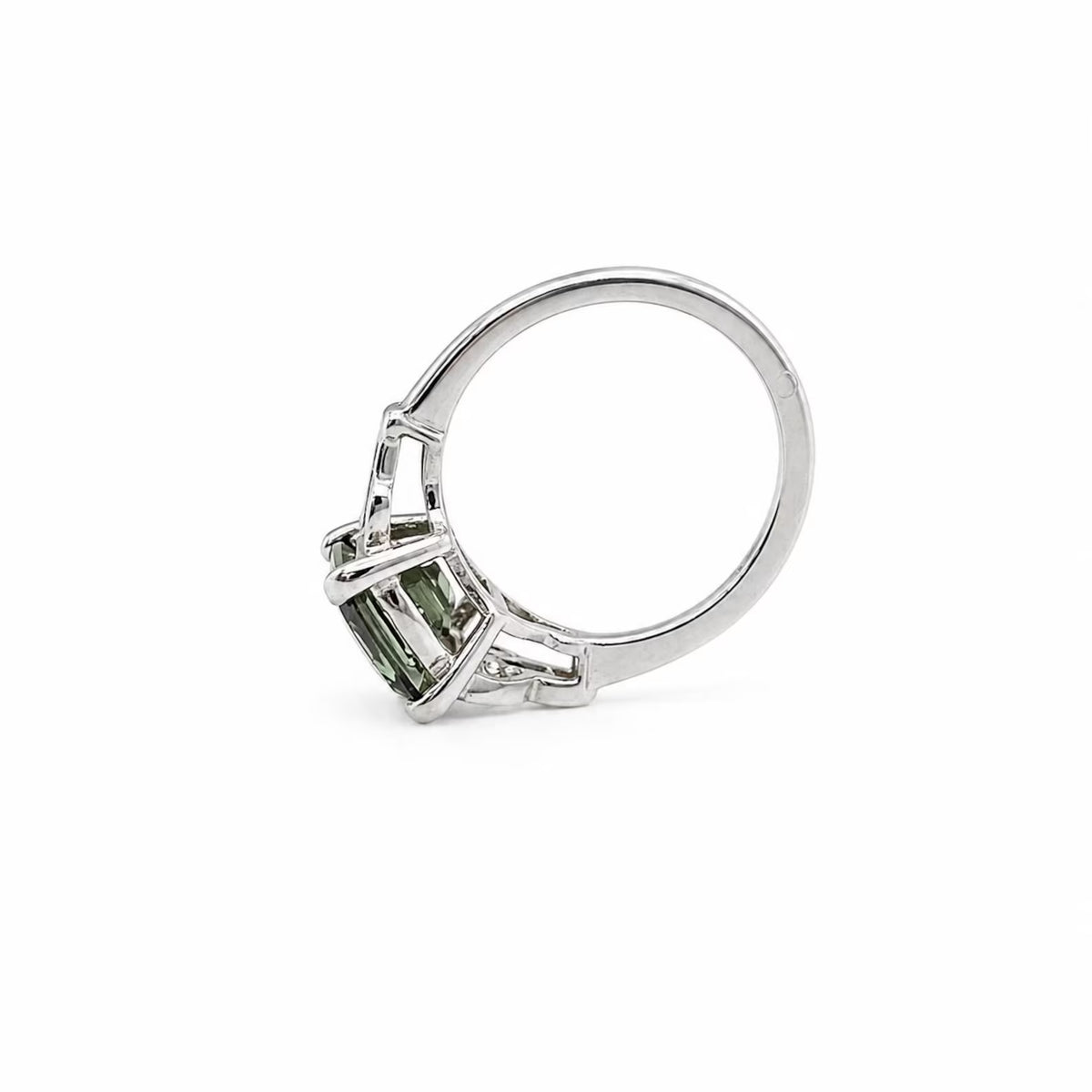 Asscher Cut Olive Green Sapphire Engagement Ring 14K White Gold Unique Olive Green Sapphire Promise Wedding Anniversary Ring For Ladies