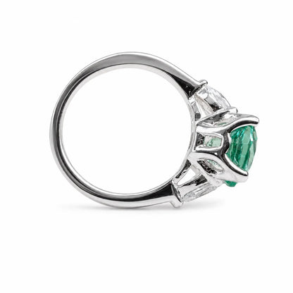 Paraiba Tourmaline Engagement Ring White Gold Green Paraiba Tourmaline And Moissanite Wedding Ring Unique Vintage Promise Anniversary  #6446
