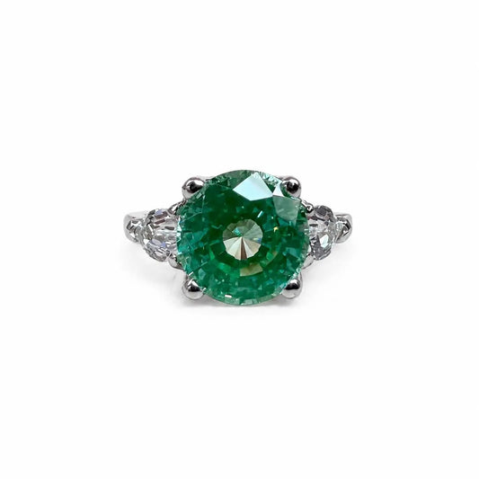 Paraiba Tourmaline Engagement Ring White Gold Green Paraiba Tourmaline And Moissanite Wedding Ring Unique Vintage Promise Anniversary  #6446