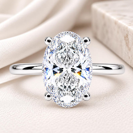 2 CTW Oval Cut Lab Grown Diamond Engagement Ring in 14K Solid Gold, Lab Created Diamond Solitaire Wedding Ring, Simple Diamond Ring