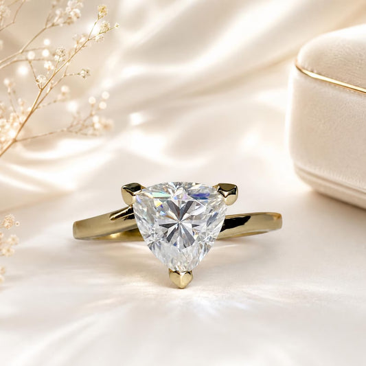 Moissanite Solitaire Trillion Cut Engagement Ring, #5441 14k Solid Gold Triangle Shape Moissanite, Moissanite Bridal Promise Ring For Women