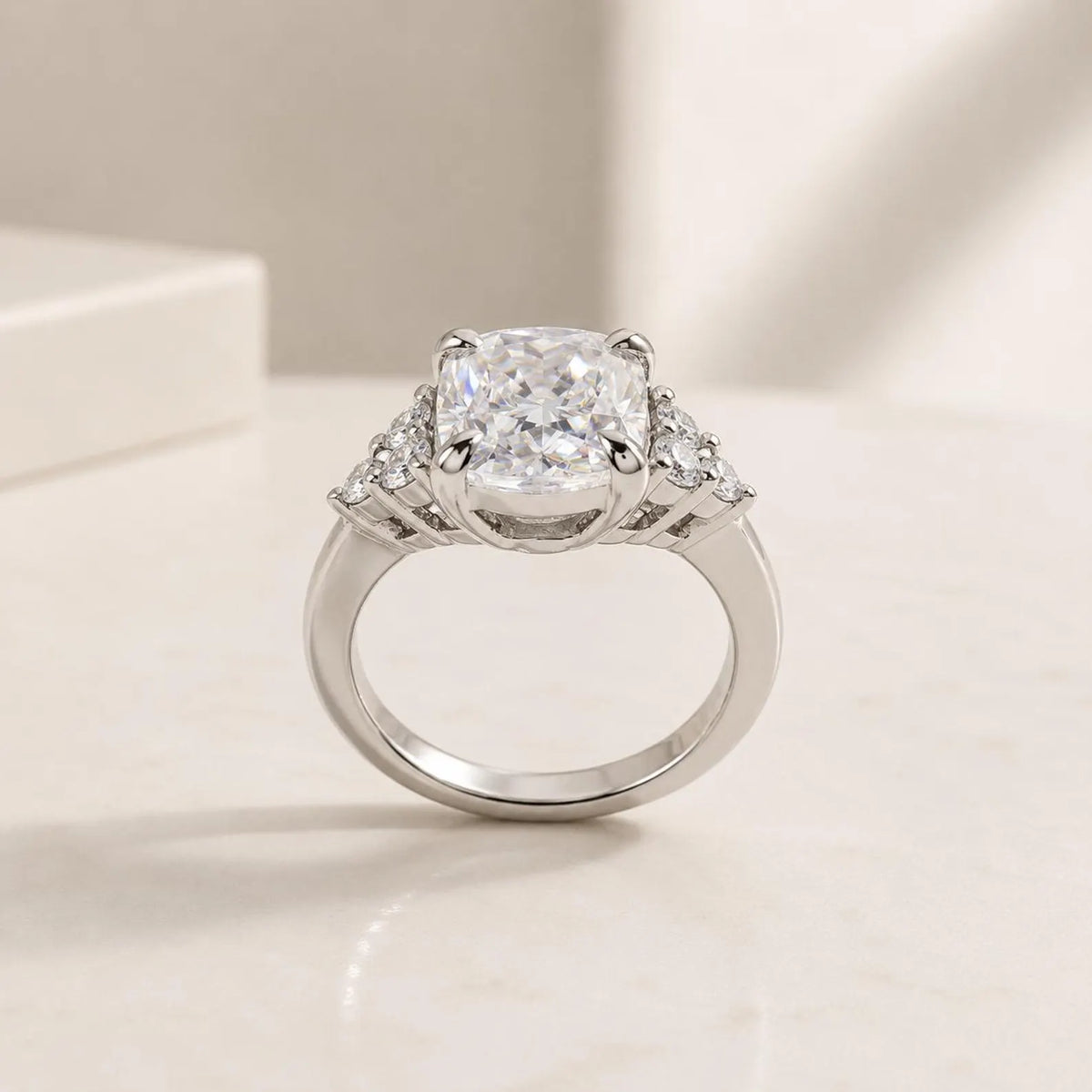 Moissanite Cushion Cut Engagement Ring For Her, 14k Gold Cushion Cut And Round Moissanite Wedding Ring, Round Cluster Moissanite Ring  #6697