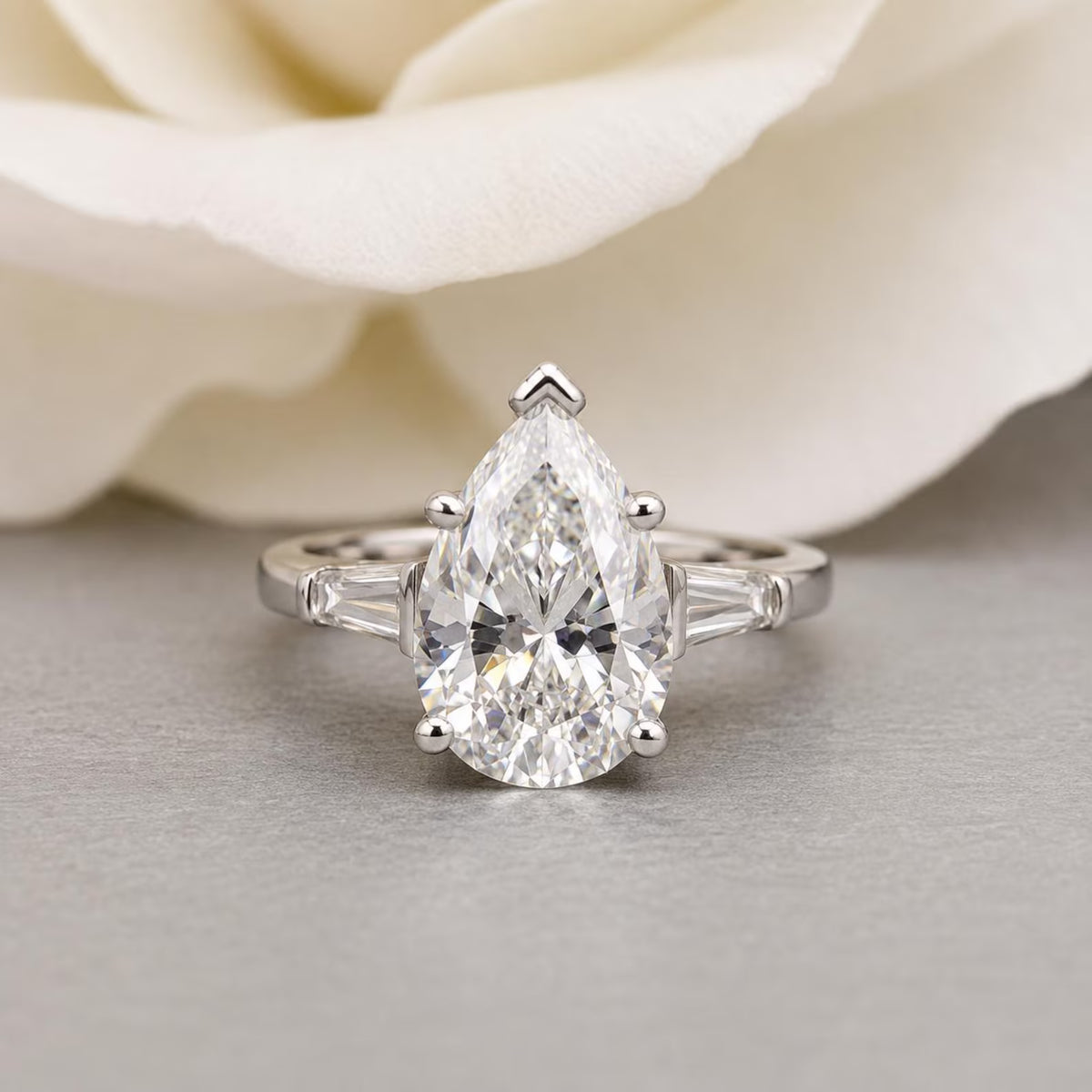 Pear Moissanite Engagement Ring, Moissanite Solitaire Engagement Ring, Wedding Rings For Women, 14K Gold Ring, Simple Ring, Ladies Ring 6676