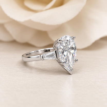 Pear Moissanite Engagement Ring, Moissanite Solitaire Engagement Ring, Wedding Rings For Women, 14K Gold Ring, Simple Ring, Ladies Ring 6676
